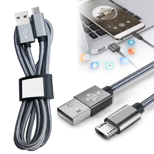 [3.3ft/1m] Nylon Braided USB Cable For Mirco USB - Image 2