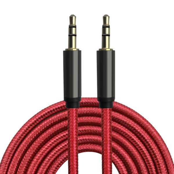 3M [10ft] Nylon Fabric Tangle-Free Male To Male 3.5mm Auxiliary Cable Red