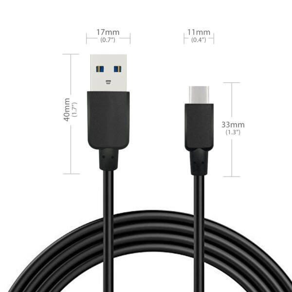 10FT Heavy Duty USB Cable 2A For Type-C Black - Image 7