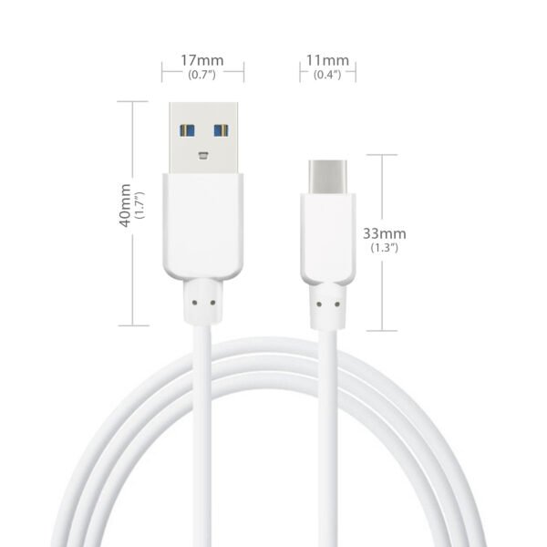 10FT Heavy Duty USB Cable 2A For Type-C White - Image 7