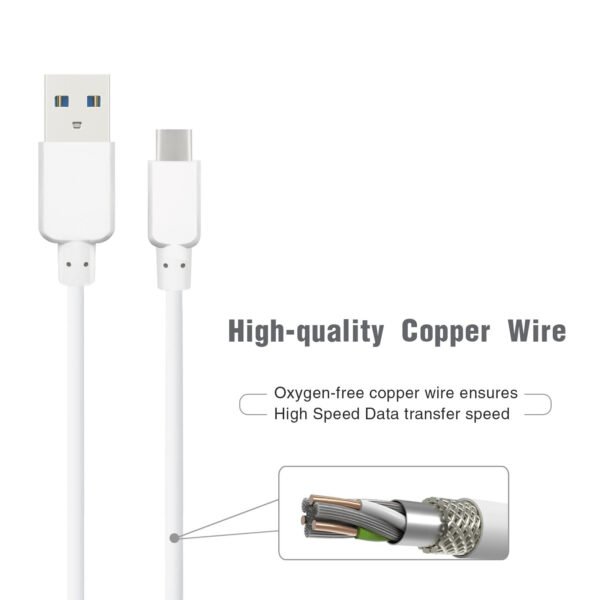 5ft Faster Speed Charging Cable For Type-C White - Image 7