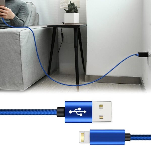 Esoulk 10FT USB Cable For IPhone XS/XR/XS MAX 1.7A-Blue - Image 5