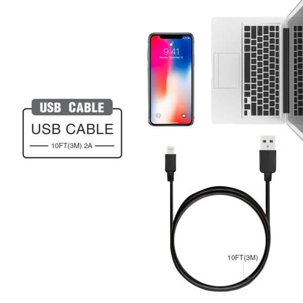 10FT Heavy Duty USB Cable 2A For IPhone Black - Image 6