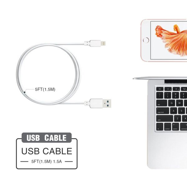 5ft Faster Speed Charging Cable For IOS-White - Image 5