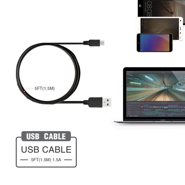 5ft Faster Speed Charging Cable For Type-C Black - Image 5