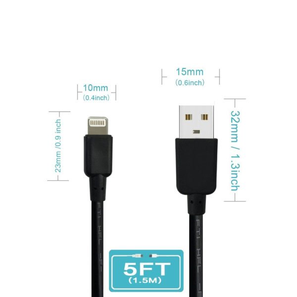 5ft Faster Speed Charging Cable For IOS-Black - Image 3