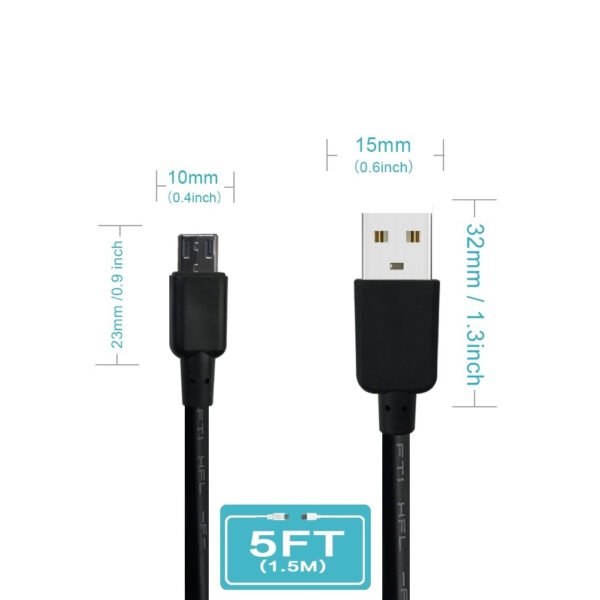 5ft Faster Speed Charging Cable For Micro USB-Black - Image 3