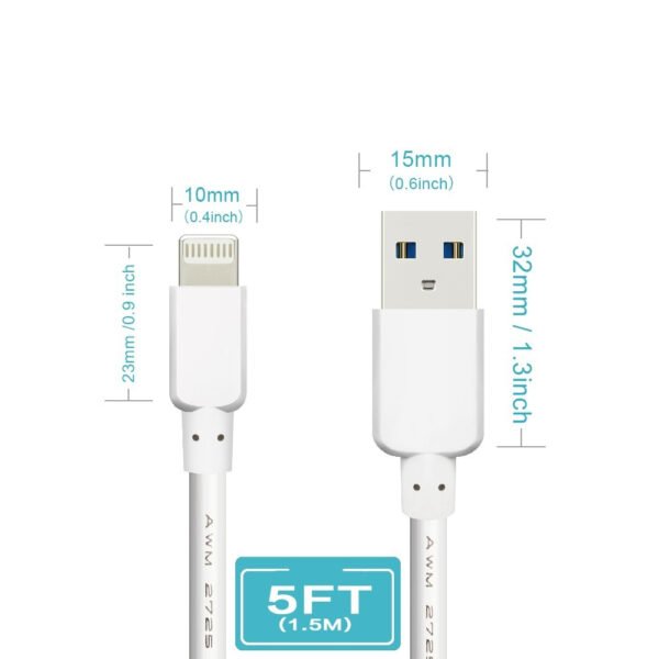 5ft Faster Speed Charging Cable For IOS-White - Image 3