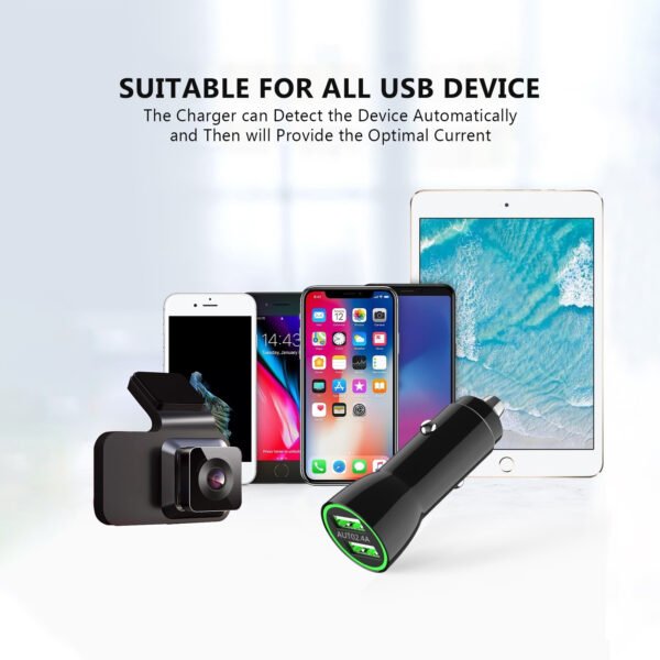 12W 2.4A Dual USB Car Adapter Black - Image 3