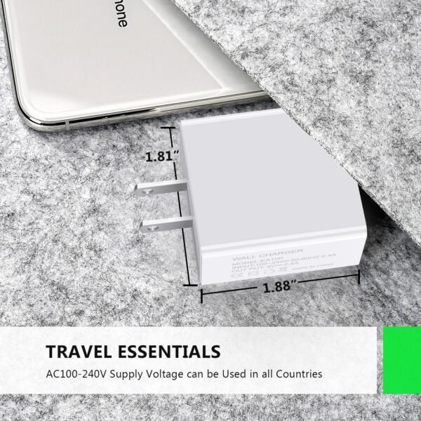 12W 2.4A Dual USB Wall Adapter White - Image 5