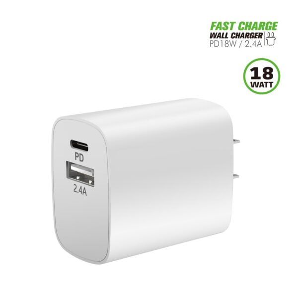 18W PD & USB-A Wall Adapter White - Image 5