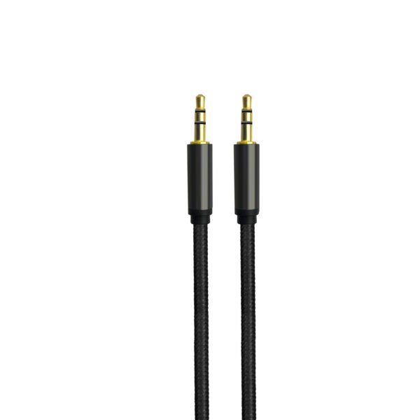 3M [10ft] Nylon Fabric Tangle-Free Male To Male 3.5mm Auxiliary Cable Black - Image 2