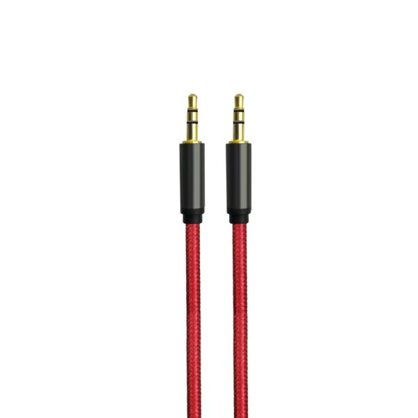 3M [10ft] Nylon Fabric Tangle-Free Male To Male 3.5mm Auxiliary Cable Red - Image 2