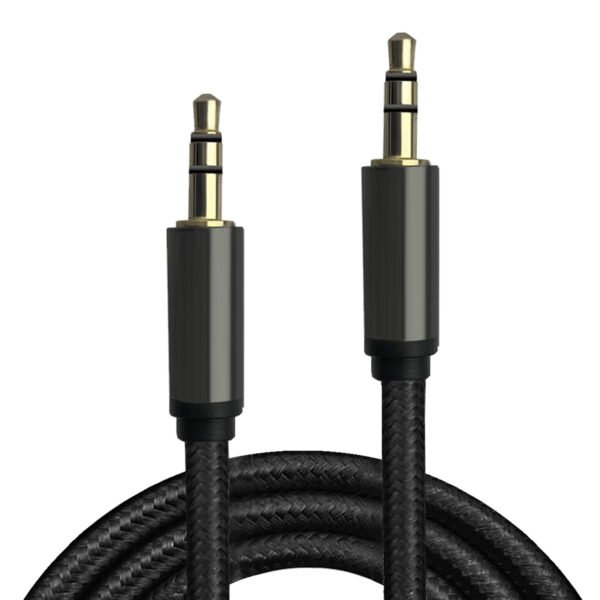 4ft 3.5mm Auxiliary Audio Braided Cable Black