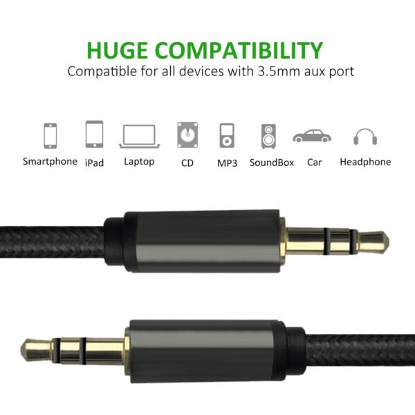 4ft 3.5mm Auxiliary Audio Braided Cable Black - Image 6