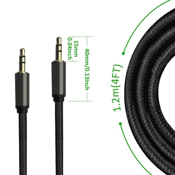 4ft 3.5mm Auxiliary Audio Braided Cable Black - Image 5