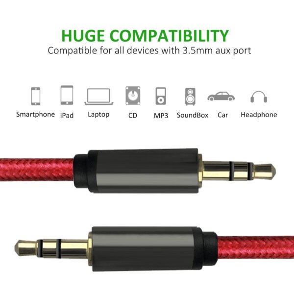 4ft 3.5mm Auxiliary Audio Braided Cable Red - Image 6