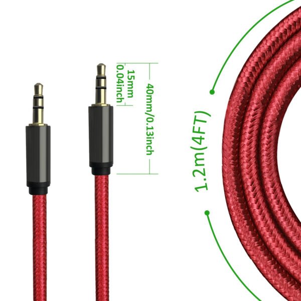 4ft 3.5mm Auxiliary Audio Braided Cable Red - Image 5