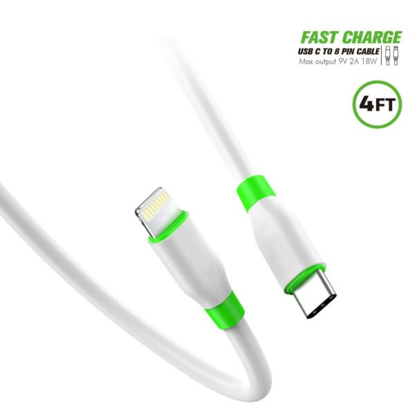 4FT PD Fast Charge USB-C To IPhone Cable White - Image 4