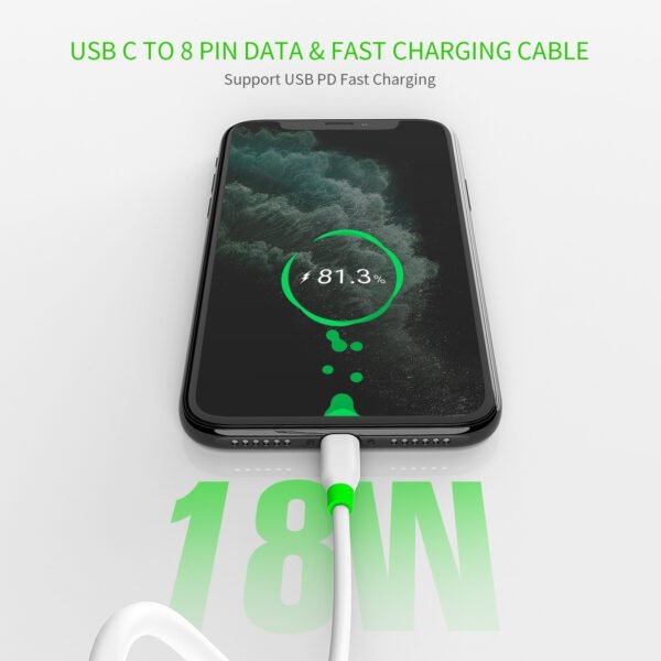 4FT PD Fast Charge USB-C To IPhone Cable White - Image 3