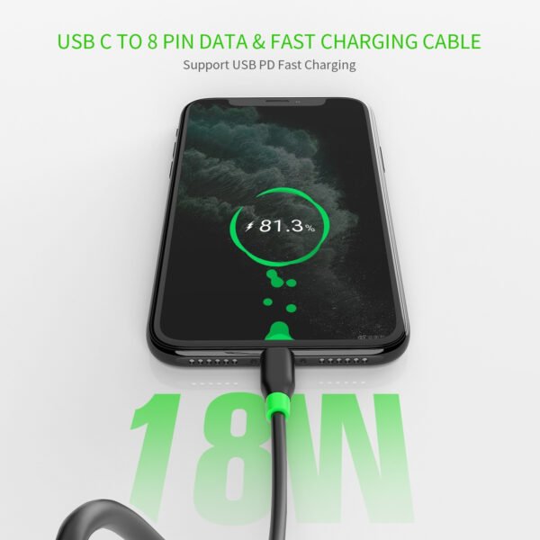 6FT PD Fast Charge USB-C To IPhone Cable Black - Image 2