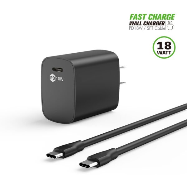 18W PD Fast Charger Wall & 5FT C To C Cable - Image 6