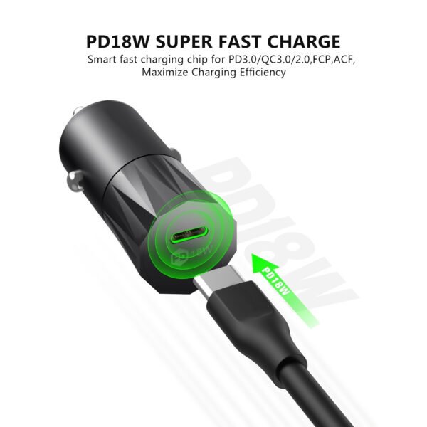 18W PD Fast Charger Car & 3FT C To C Cable - Image 5