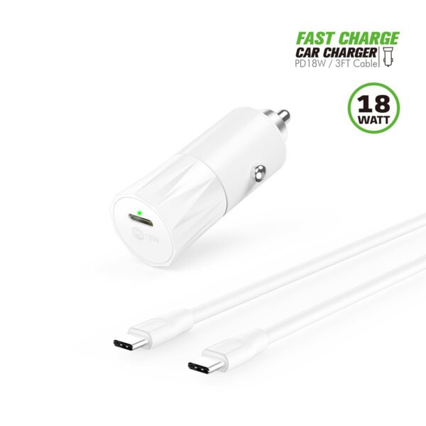 18W PD Fast Charger Car & 3FT C To C Cable - Image 7