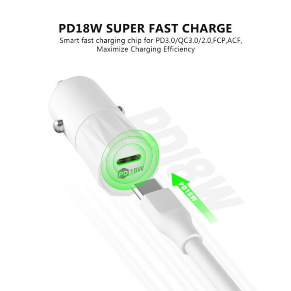 18W PD Fast Charger Car & 3FT C To C Cable - Image 5