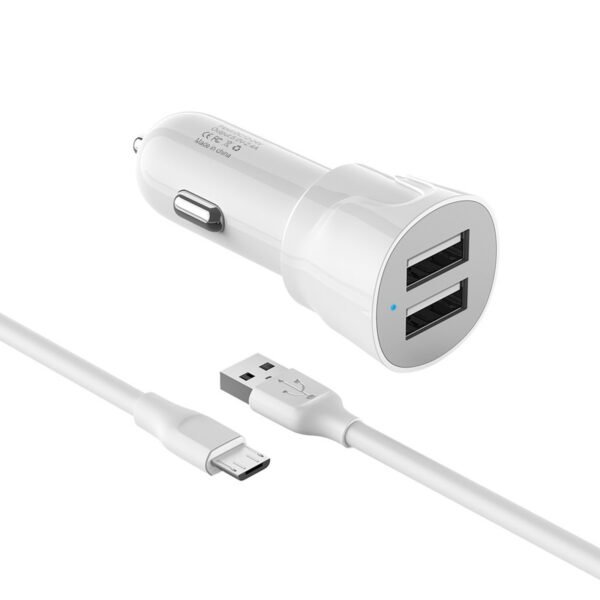 12W 2.4A Dual USB Travel Car Charger With 5FT Type-C Charging Cable