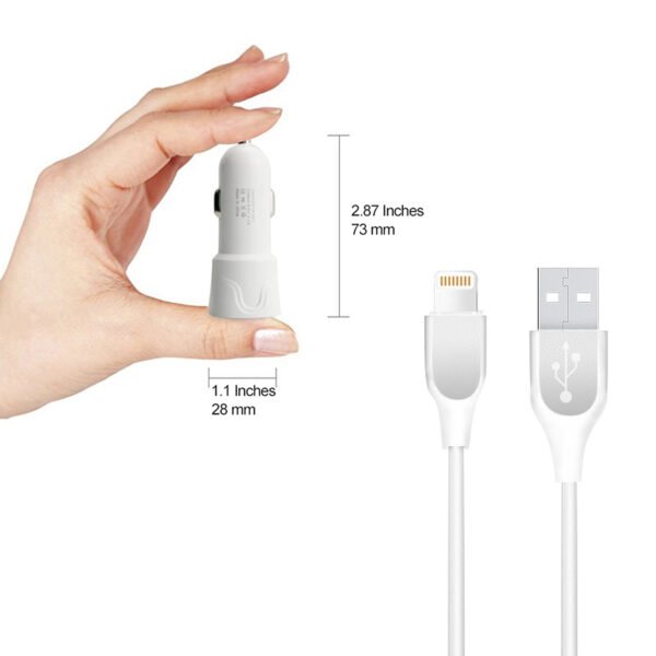 12W 2.4A Dual USB Travel Car Charger With 5FT Charging Cable For IPhone XS MAX/XS/XR/X/8/7 - Image 5