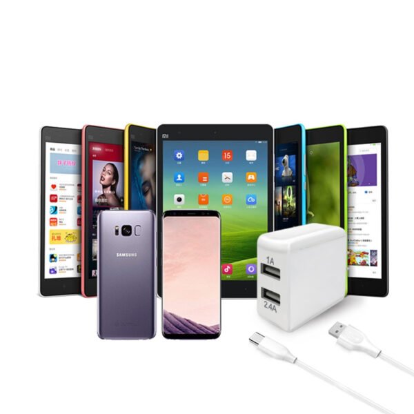 12W 2.4A Dual USB Travel Wall Charger With 5FT Type-C Charging Cable - Image 3