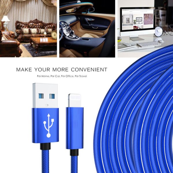 Esoulk 10FT USB Cable For IPhone XS/XR/XS MAX 1.7A-Blue - Image 2