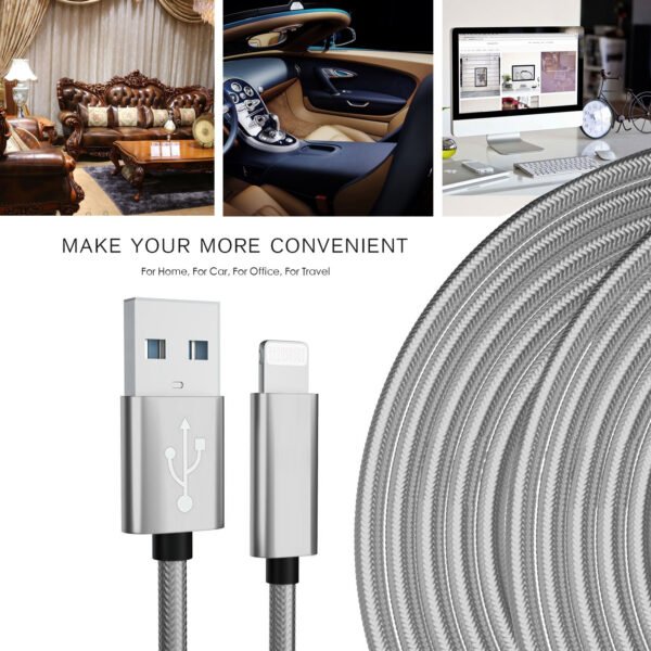 10FT USB Cable For IPhone XS/XR/XS MAX 1.7A-Silver - Image 2