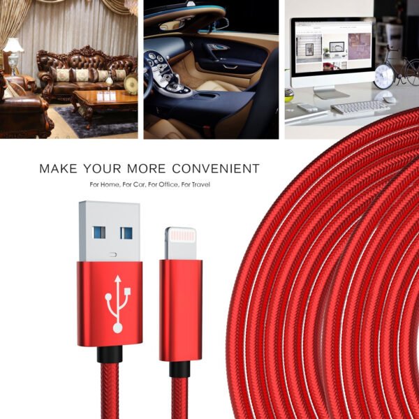 10FT USB Cable For IPhone XS/XR/XS MAX 1.7A-Red - Image 2