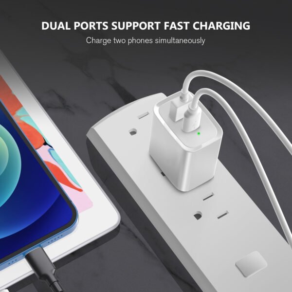 20W PD+QC FAST WALL CHARGER & 5FT USB C TO 8PIN CABLE - Image 4