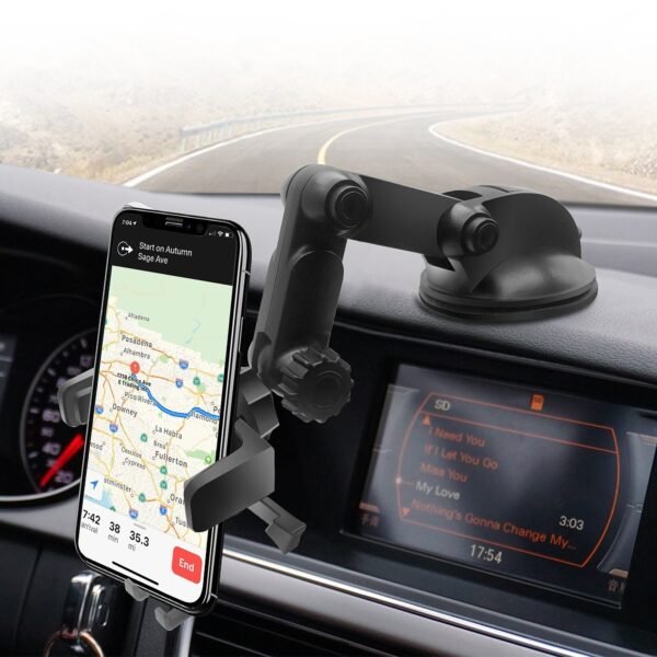 One Touch Dashboard Windshield Car Mount Phone Holder-Black - Image 5