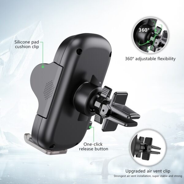 15W Wireless Charger Air Vent Car Holder - Image 4