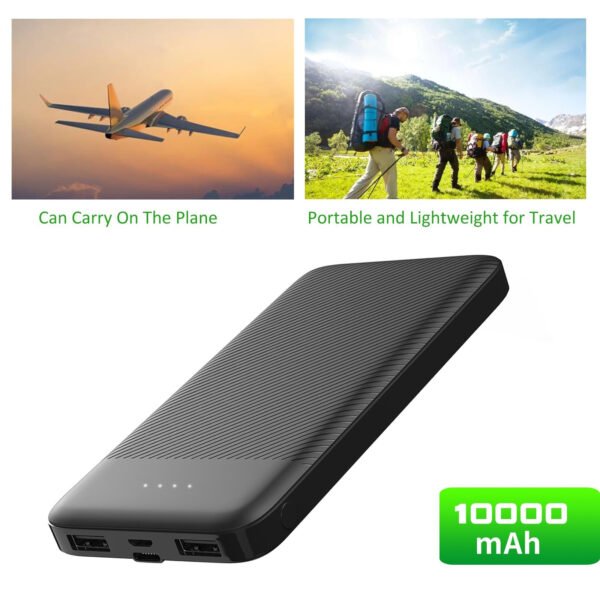 10000mAh 2A Output &Doul USB Power Bank Black - Image 2