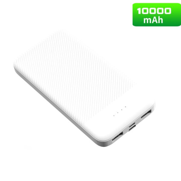 10000mAh 2A Output &Doul USB Power Bank White