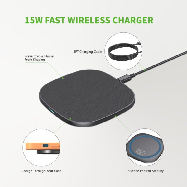 15W QI WIRELESS CHARGER & 5FT TYPE-C CHARGING CABLE - Image 5