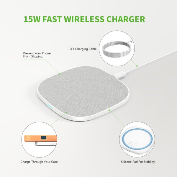 15W QI WIRELESS CHARGER & 5FT TYPE-C CHARGING CABLE - Image 5